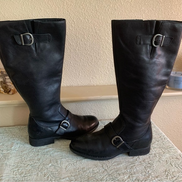 Born Shoes - Born Womens Poole Black Leather Riding Boots women’s size 10
